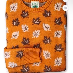 Orange Big Cozy Fall Leaf Sweater